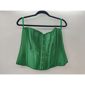 Chicastic Emerald Green Satin Corset Top Plus Size 7-8XL Lace Up Boned Busk